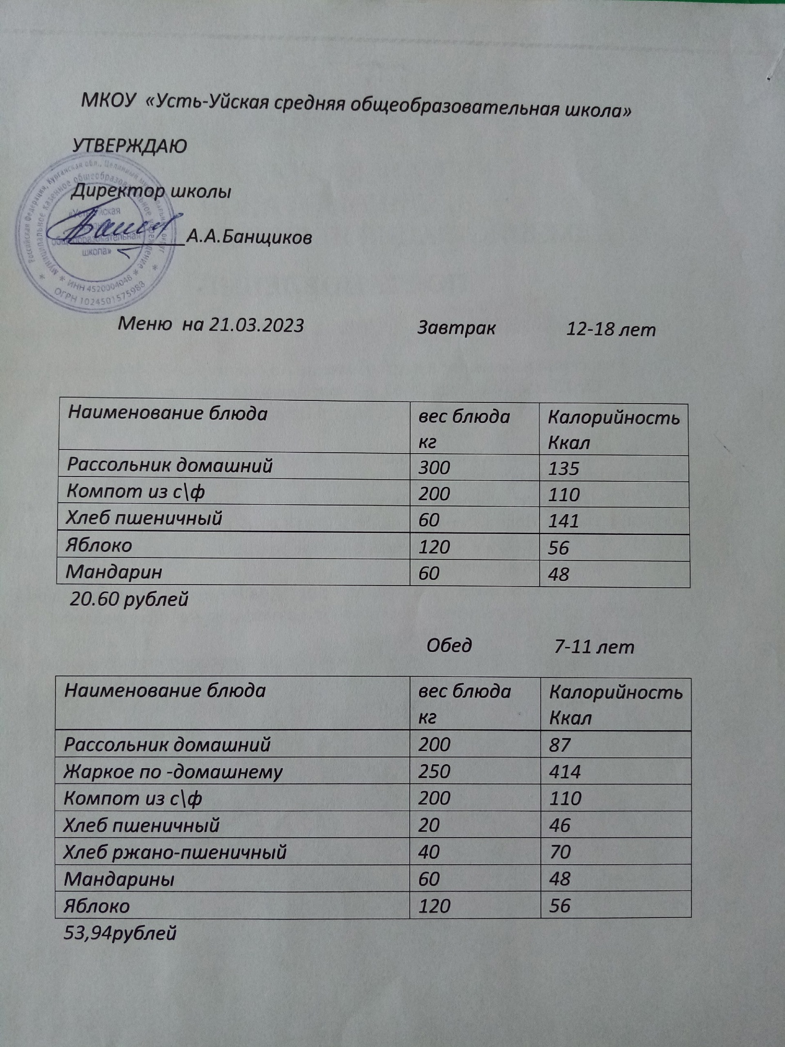 21.03 меню